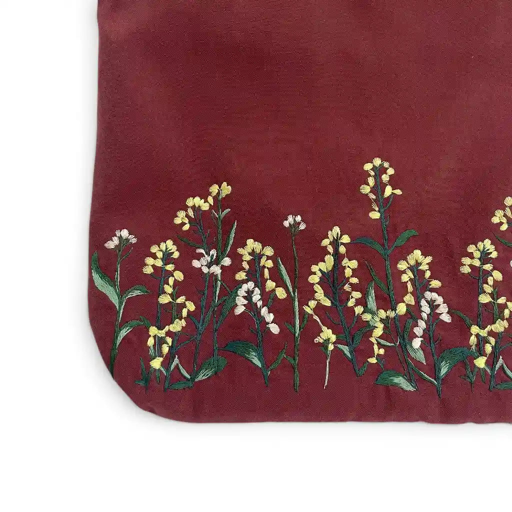 Wildflower Embroidered Canvas Tote Bag
