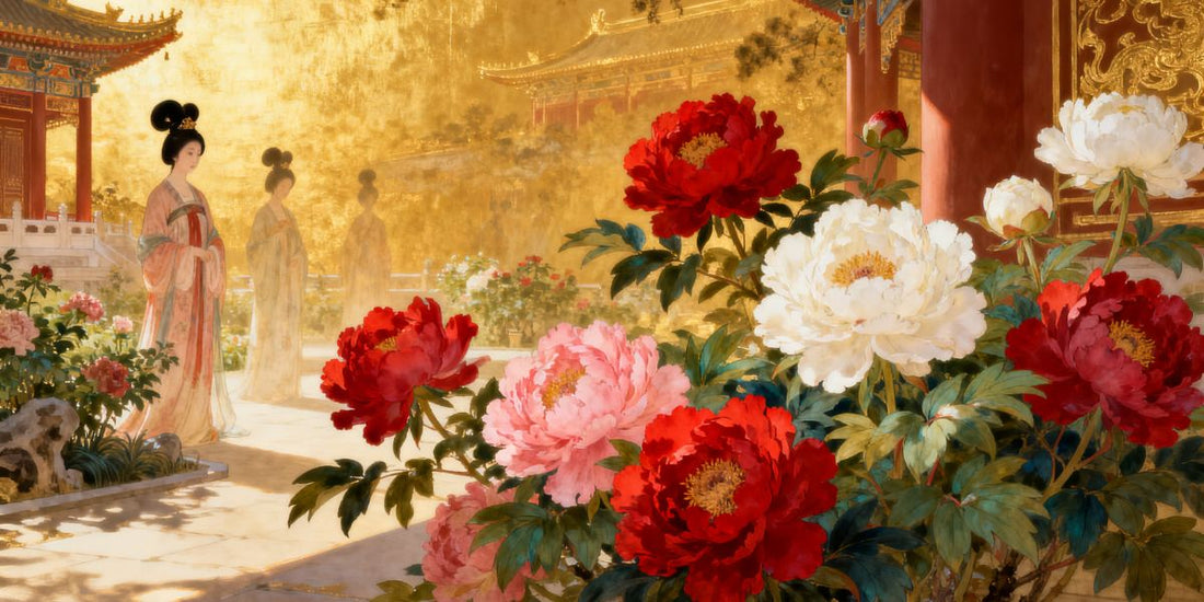 peony king of flowers tang dynasty banner