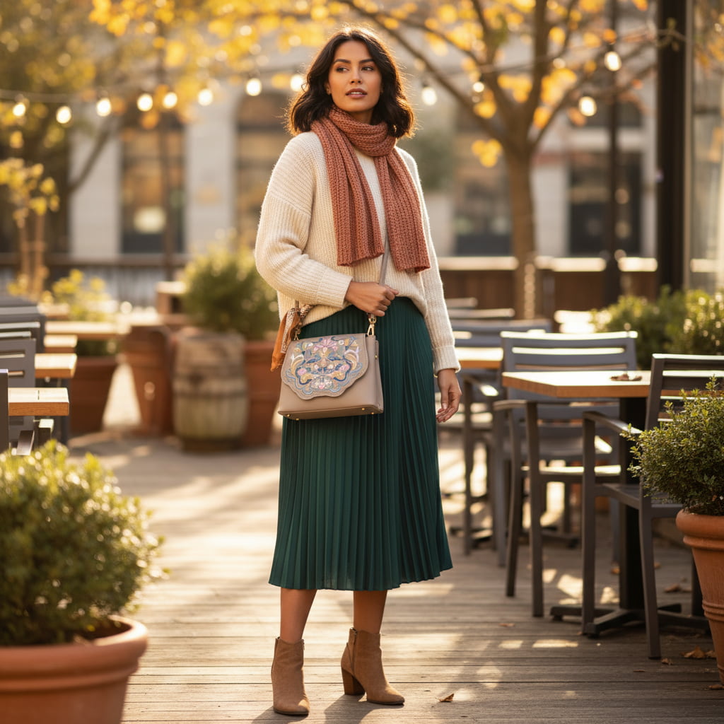 Chinese-vintage-interlock-branch-embroidered-crossbody-bag-PU-leather-with-scarf-model-image