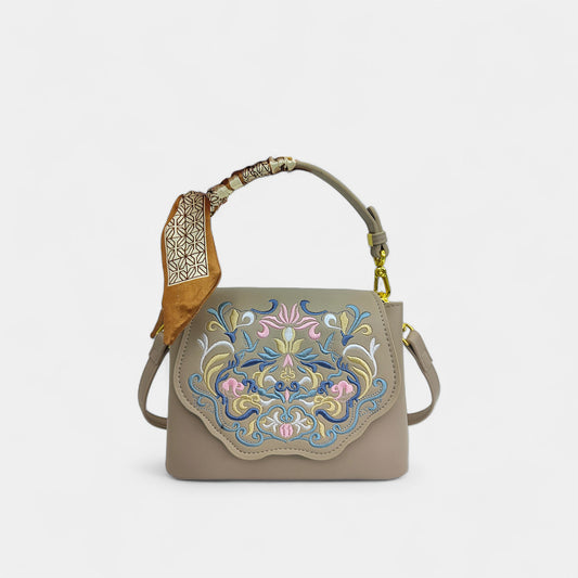 Chinese-vintage-interlock-branch-embroidered-crossbody-bag-PU-leather-with-scarf