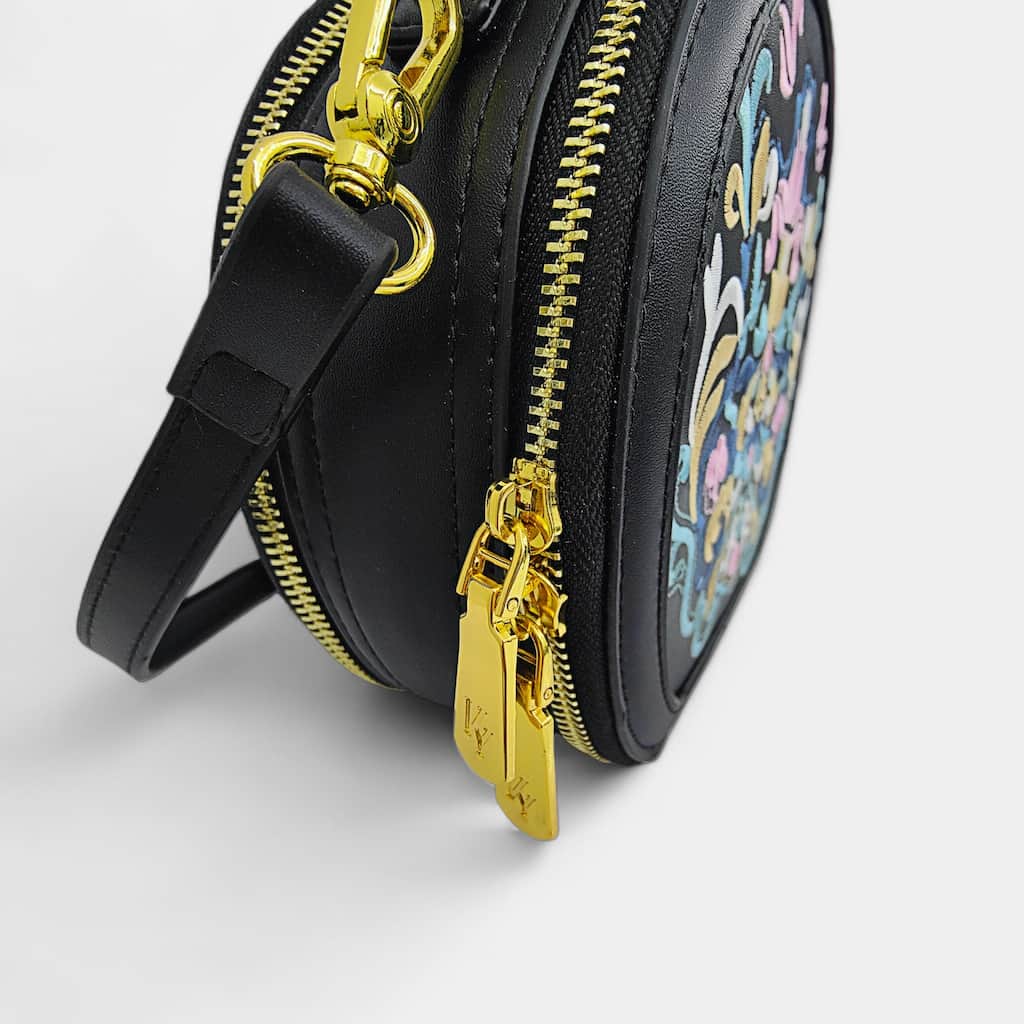 Chinese-vintage-interlock-branch-embroidered-crossbody-circle-bag-PU-leather-left