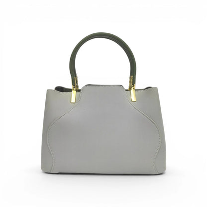 Gray Embroidered Crossbody Bag | PU Leather Tote with Lotus & Cloud Pattern