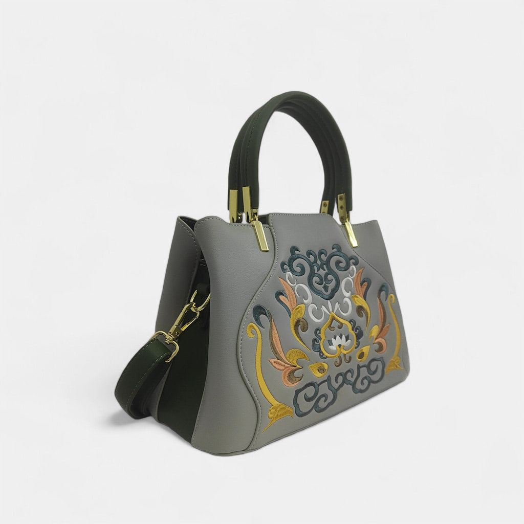 Chinese-vintage-interlock-branch-lotus-embroidered-crossbody-bag-PU-leather-left-front