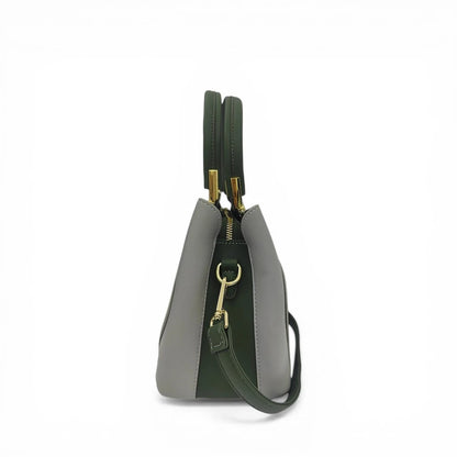 Gray Embroidered Crossbody Bag | PU Leather Tote with Lotus & Cloud Pattern