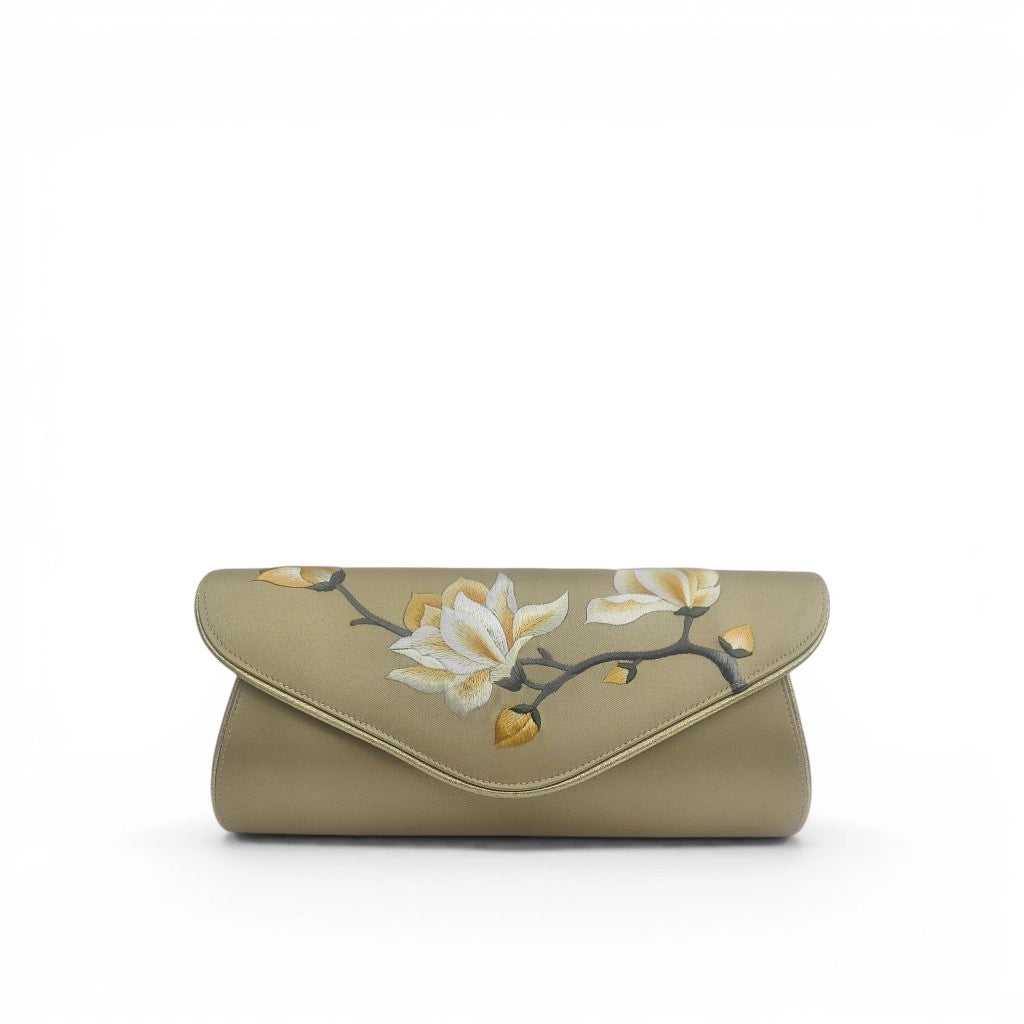 Vintage Magnolia Embroidered Women's Silk Clutch & Evening Bag