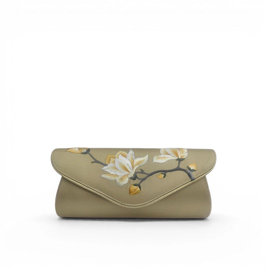 Vintage Magnolia Embroidered Women's Silk Clutch & Evening Bag