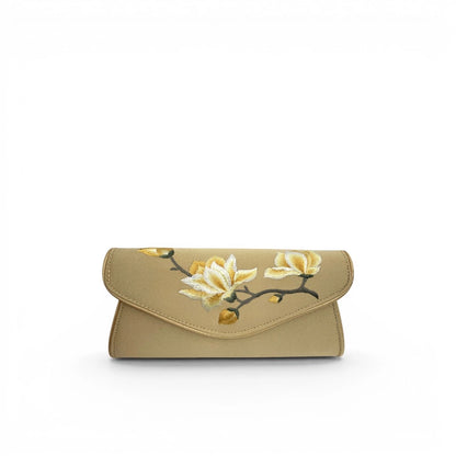Vintage Magnolia Embroidered Women's Silk Clutch & Evening Bag