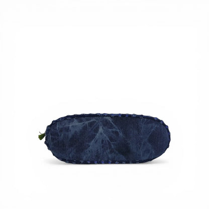 Tie-Dye Denim Phoenix Embroidered Tote Bag with Tassels