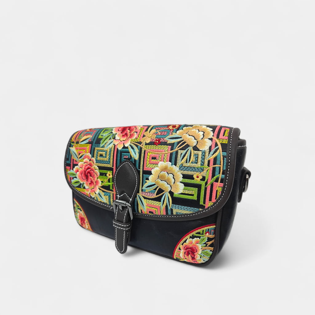 black-vintage-floral-embroidered-crossbody-bag-PU-leather-right-front