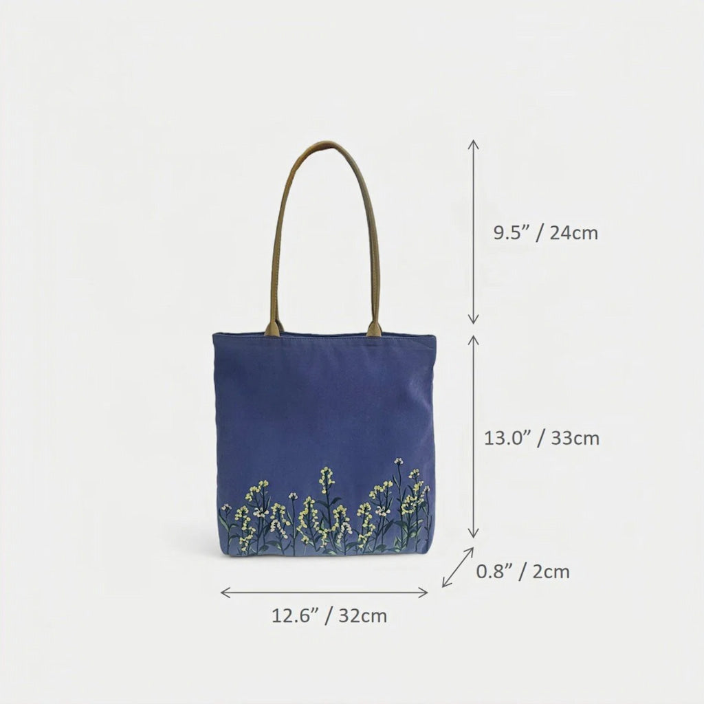Floral Embroidered Canvas Tote Bag