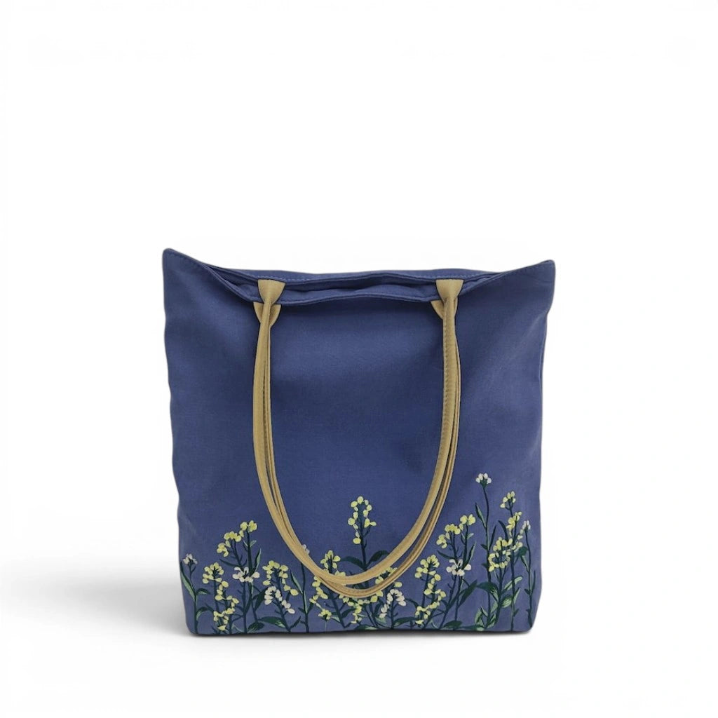 Wildflower Embroidered Canvas Tote Bag