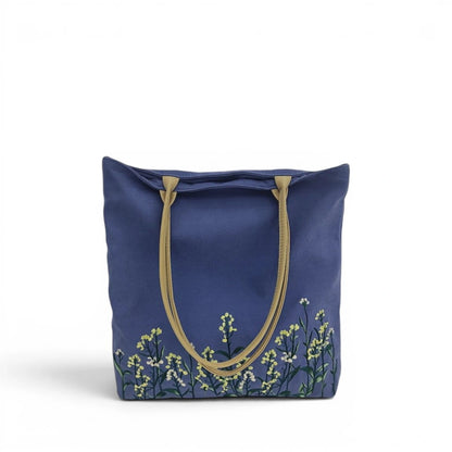 Wildflower Embroidered Canvas Tote Bag