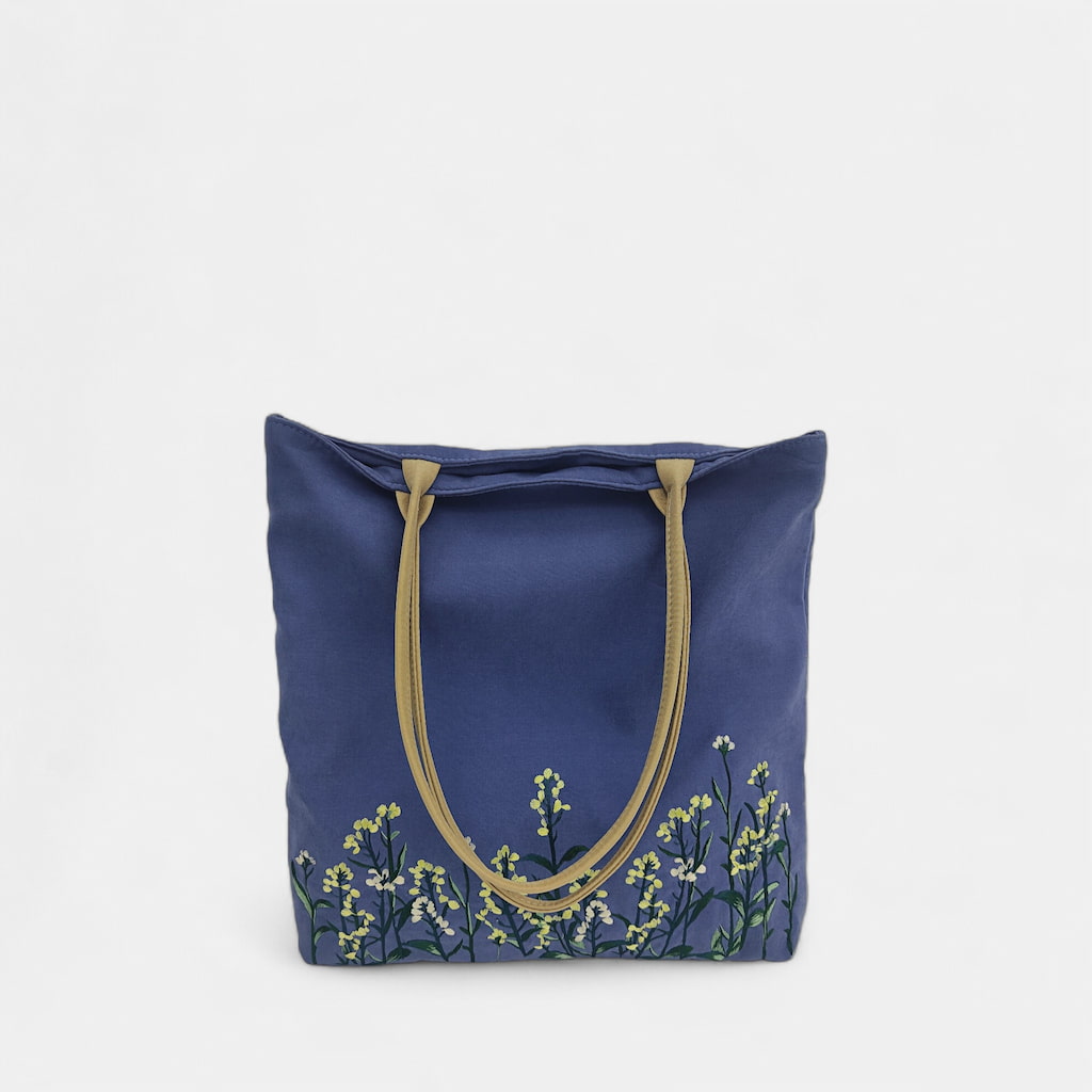 Floral Embroidered Canvas Tote Bag