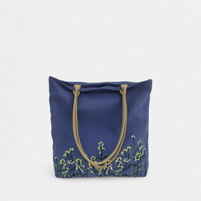 Floral Embroidered Canvas Tote Bag
