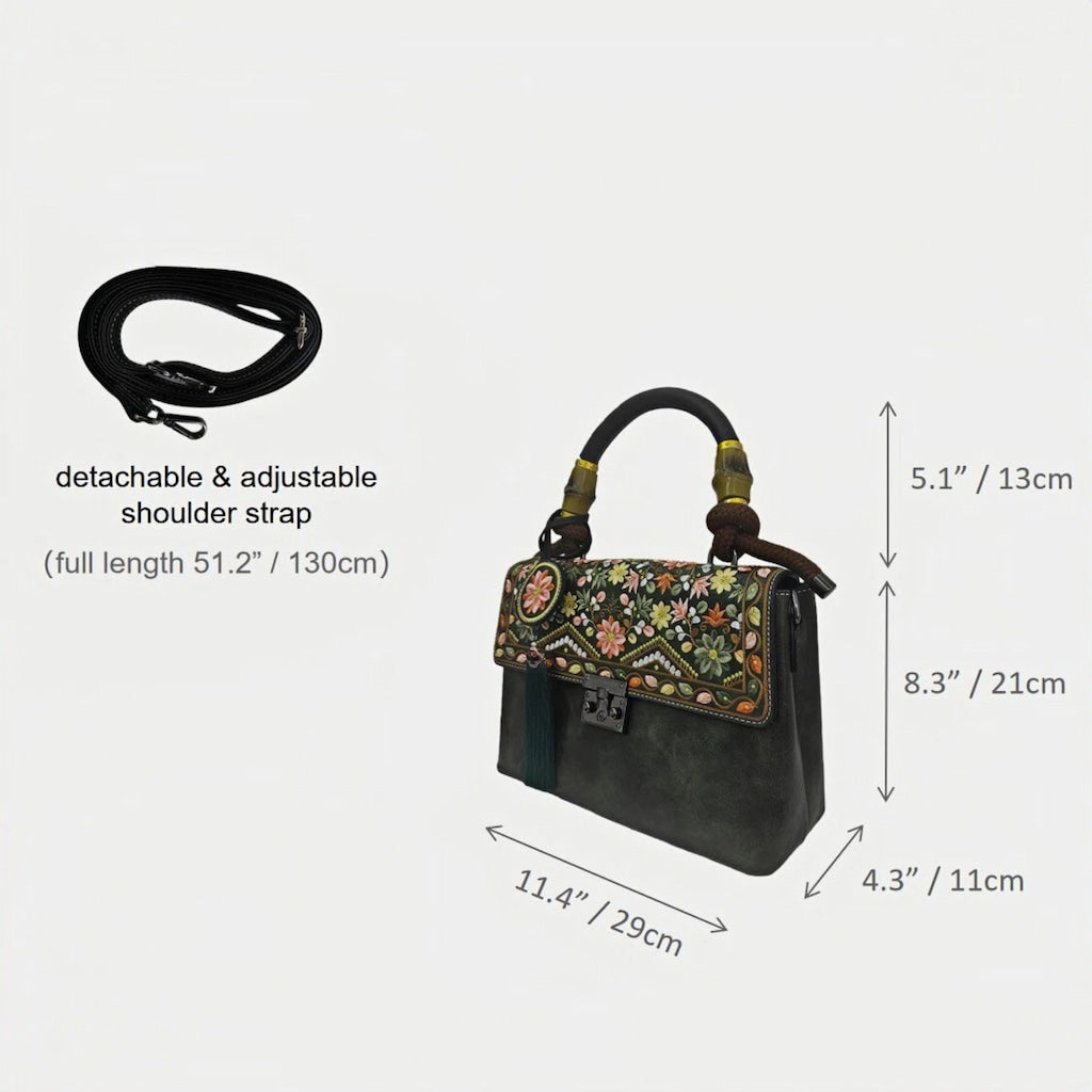 floral-embroidered-message-bag-PU-leather-with-top-handle-and-tassels-dimension