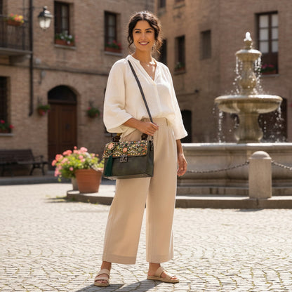 floral-embroidered-message-bag-PU-leather-with-top-handle-and-tassels-model-image