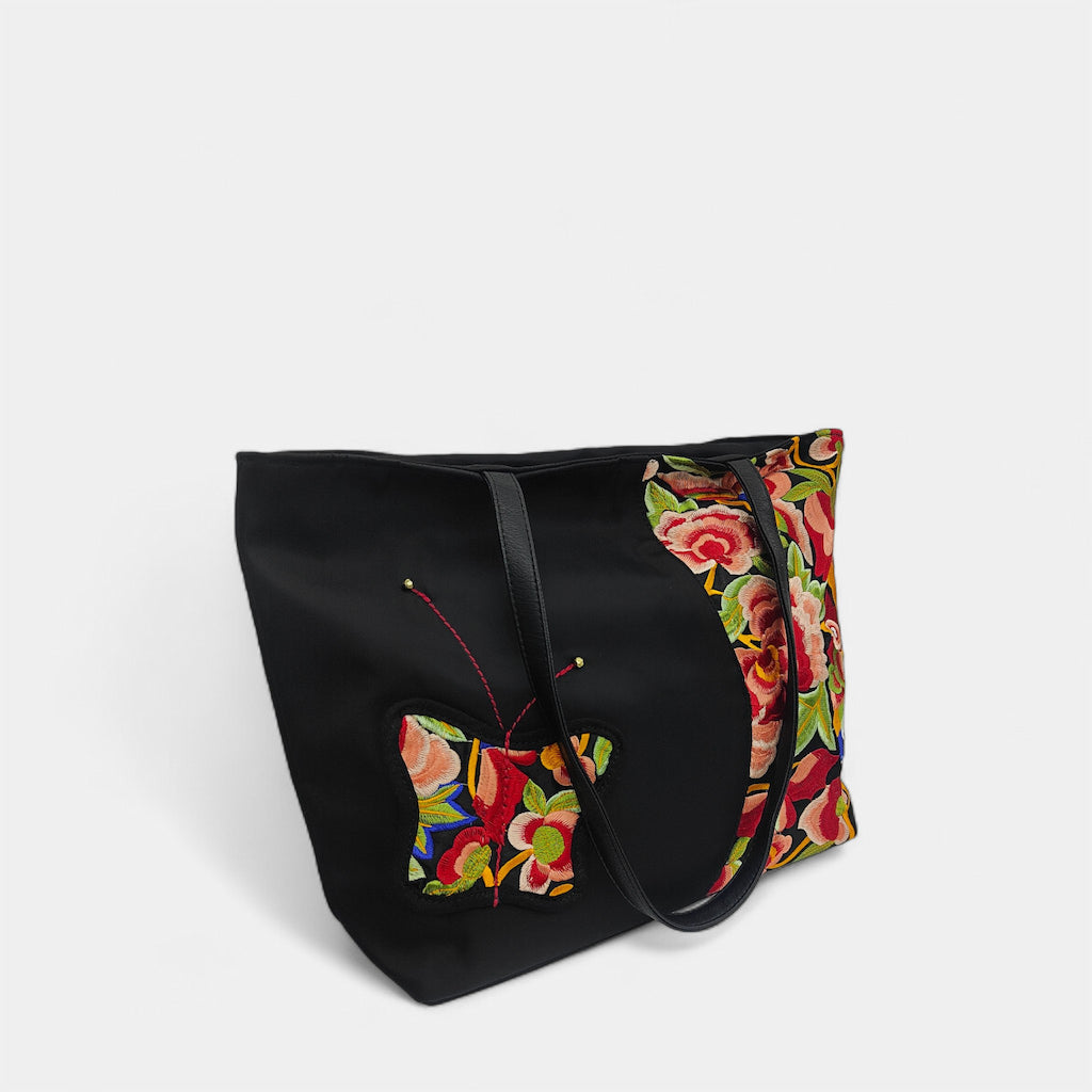 vintage-embroidered-nylon-tote-bag-with-floral-and-butterfly-pattern-left-side