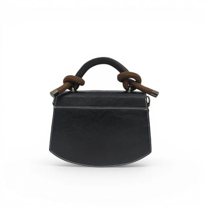 Vintage Floral Embroidered PU Leather Saddle Bag with Top Handle