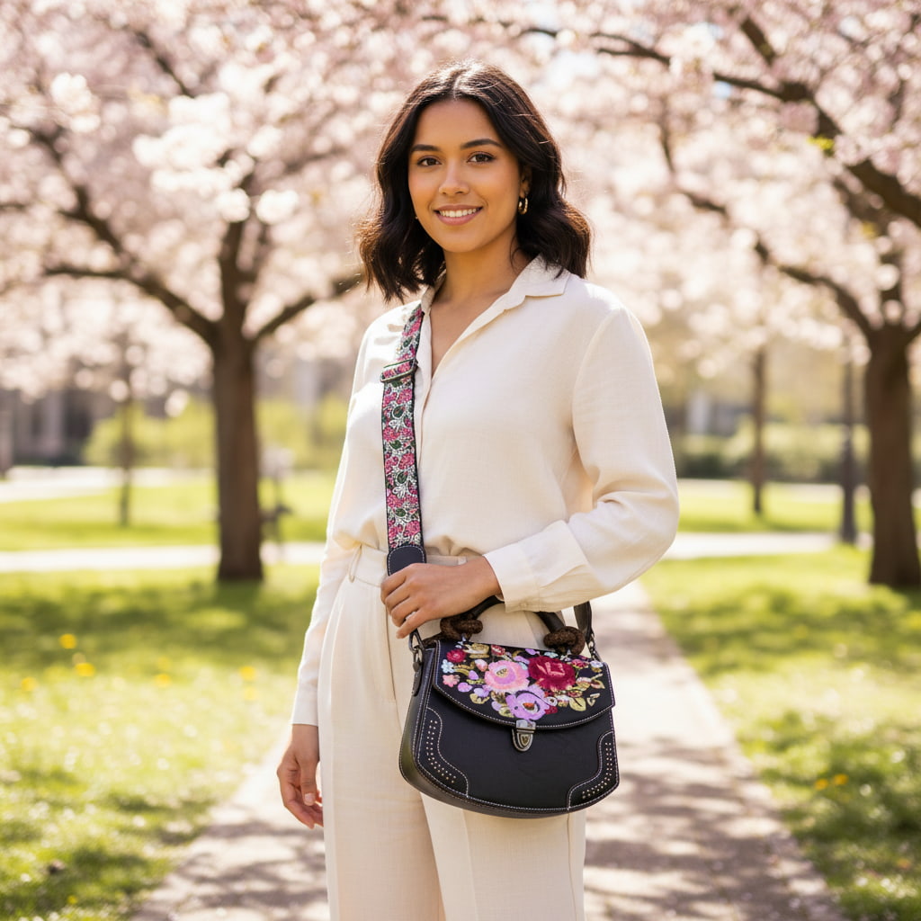 vintage-floral-embroidered-PU-leather-saddle-bag-with-top-handle-model-image