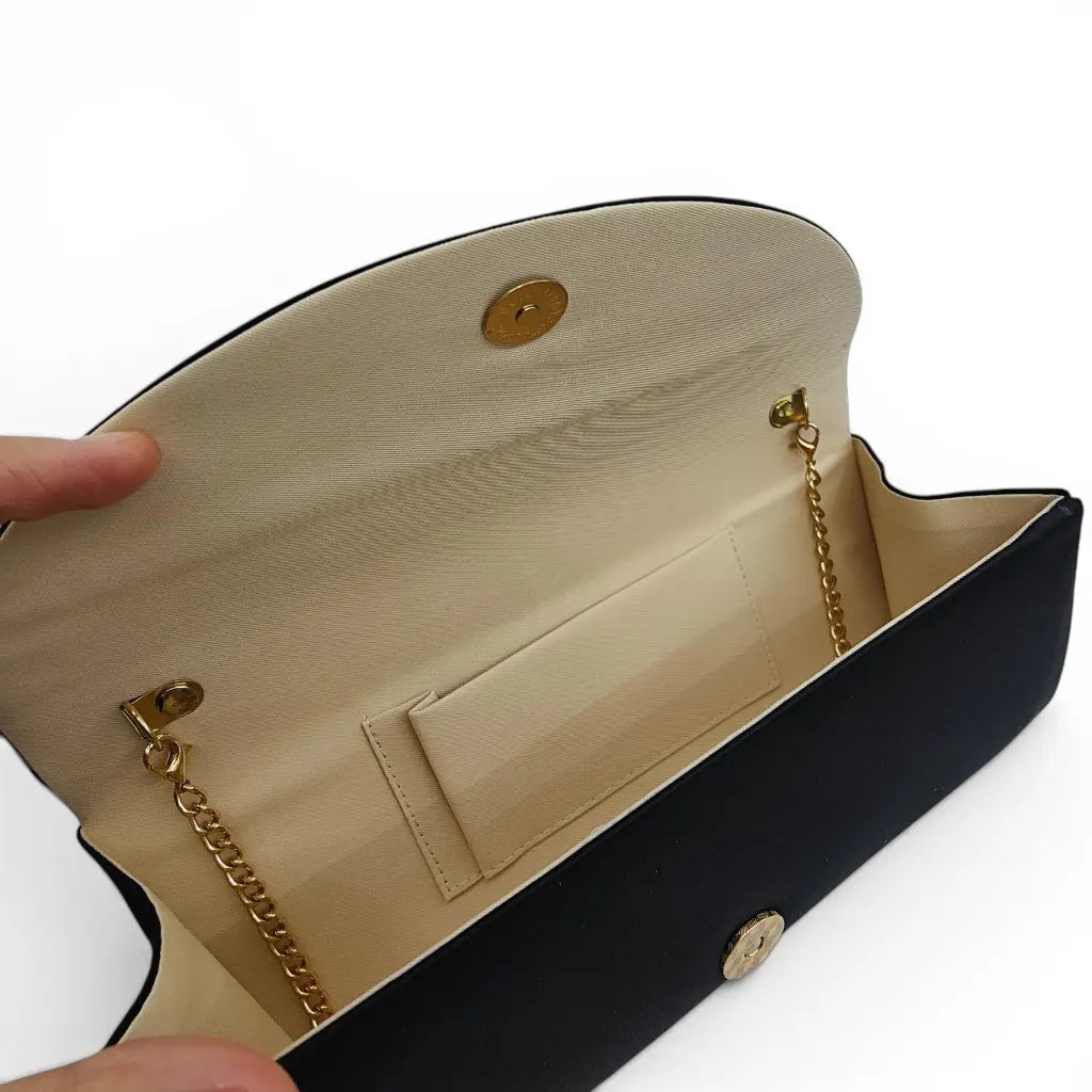 Black Mulberry Silk Su Embroidery Floral Evening Clutch