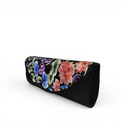 Black Mulberry Silk Su Embroidery Floral Evening Clutch
