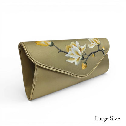 Vintage Magnolia Embroidered Women's Silk Clutch & Evening Bag