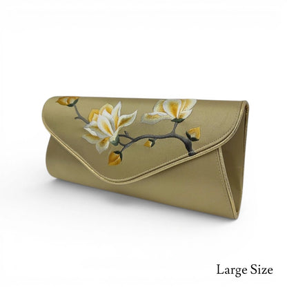Vintage Magnolia Embroidered Women's Silk Clutch & Evening Bag