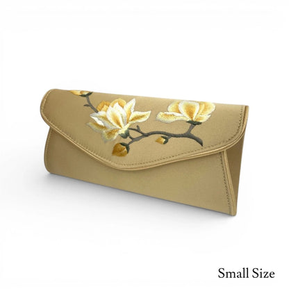 Vintage Magnolia Embroidered Women's Silk Clutch & Evening Bag