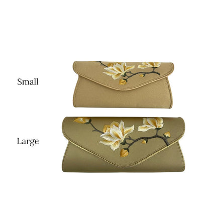 Vintage Magnolia Embroidered Women's Silk Clutch & Evening Bag
