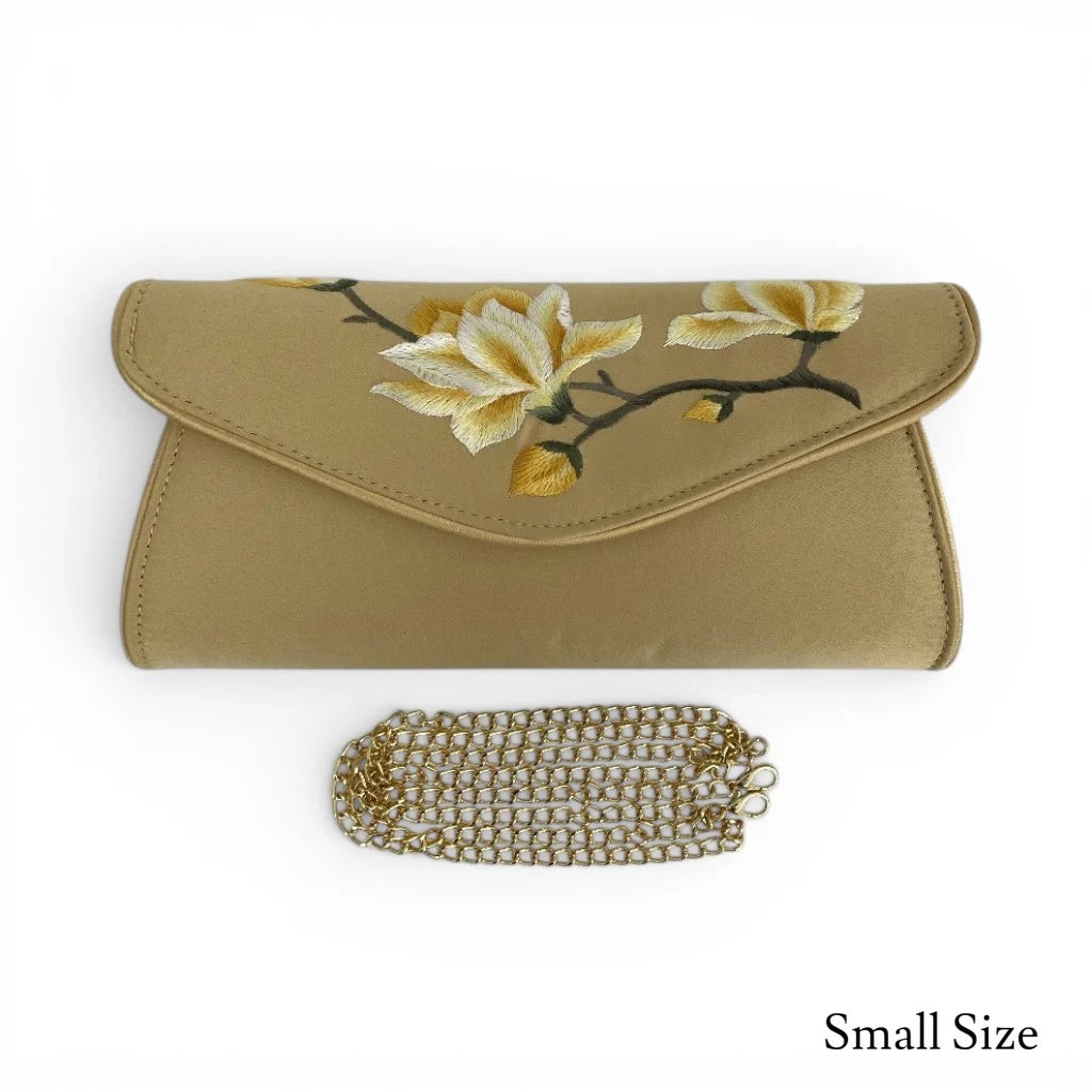 Vintage Magnolia Embroidered Women's Silk Clutch & Evening Bag
