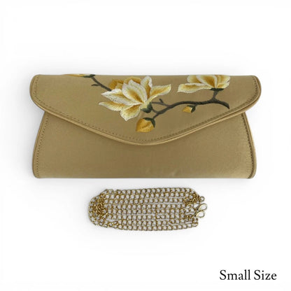 Vintage Magnolia Embroidered Women's Silk Clutch & Evening Bag
