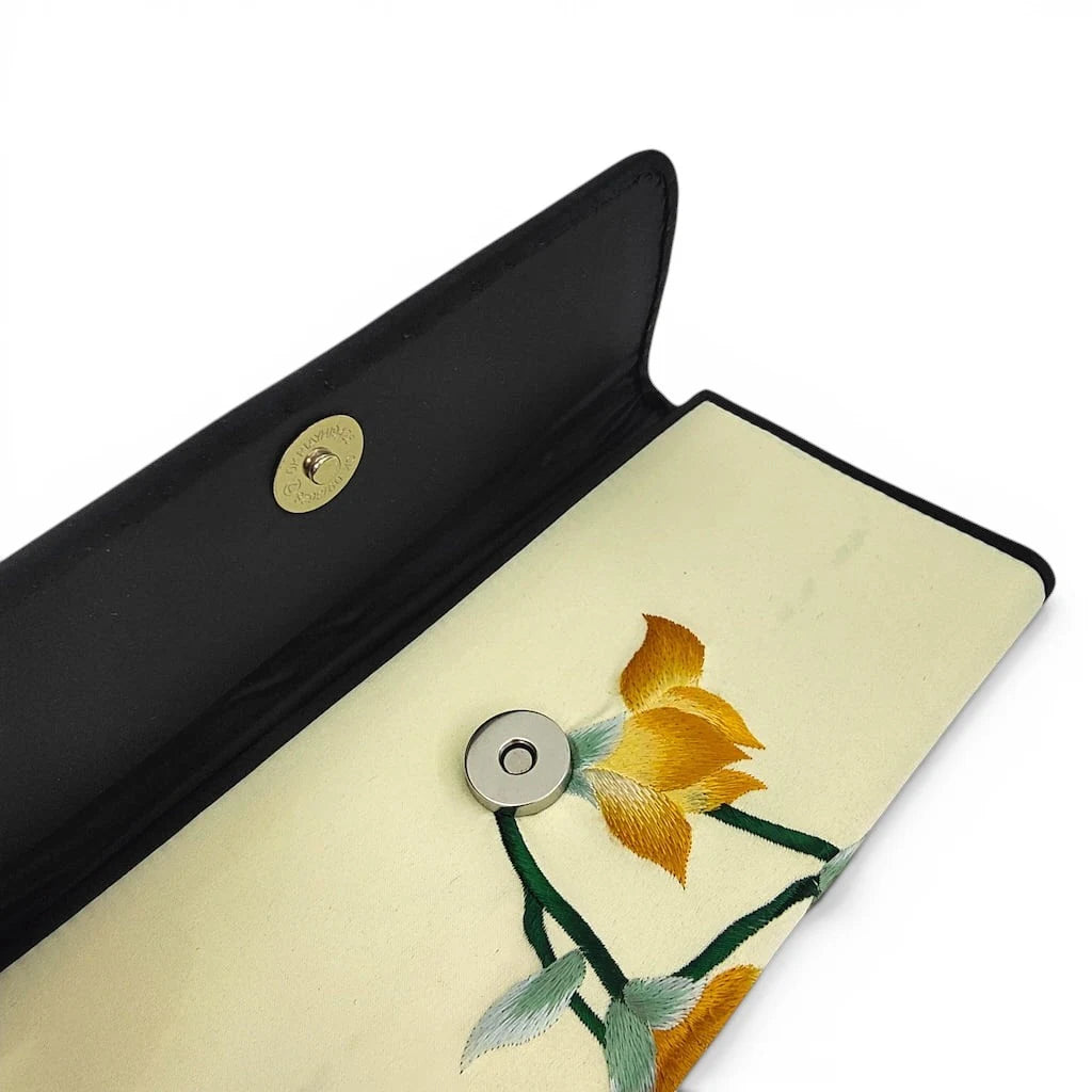 Mulberry Silk Su Embroidery Long Wallet | Magnolia Flower (Yulan) Design