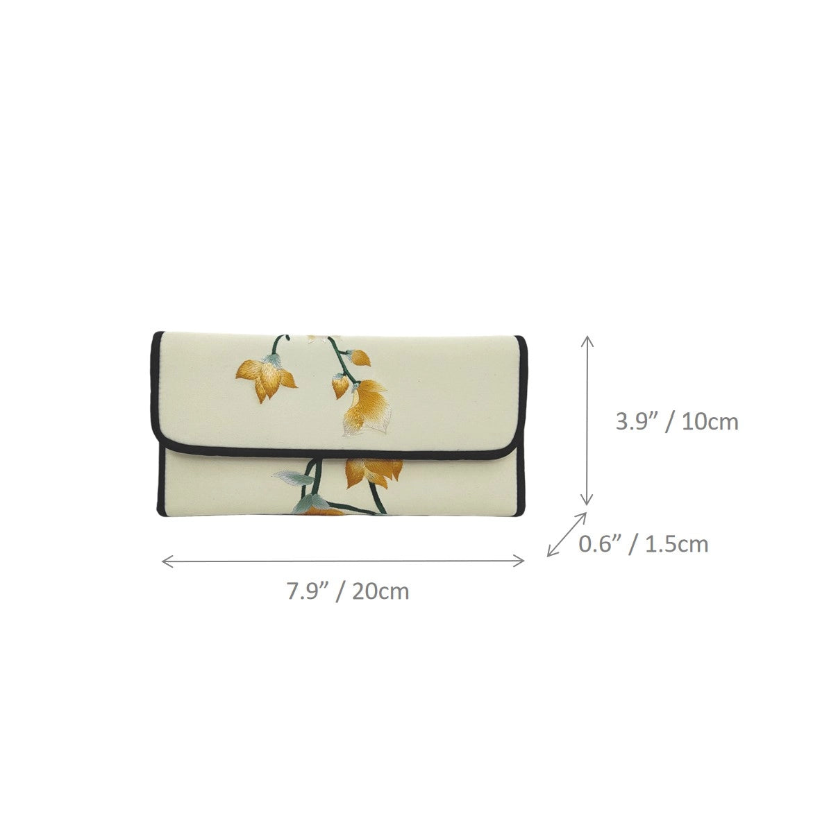 Mulberry Silk Su Embroidery Long Wallet | Magnolia Flower (Yulan) Design