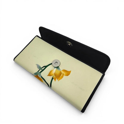 Mulberry Silk Su Embroidery Long Wallet | Magnolia Flower (Yulan) Design