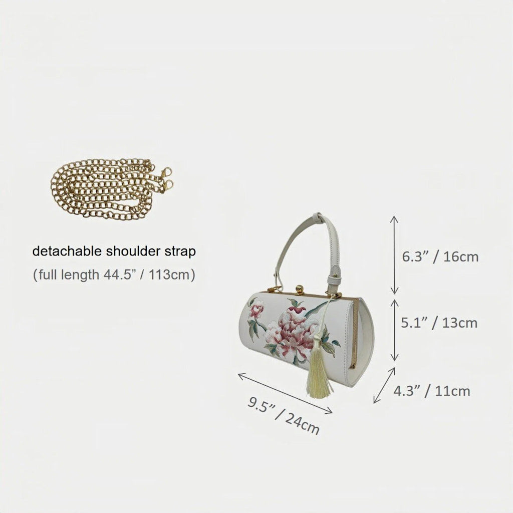 vintage-peony-embroidered-women-barrel-bag-with-tassels-dimension